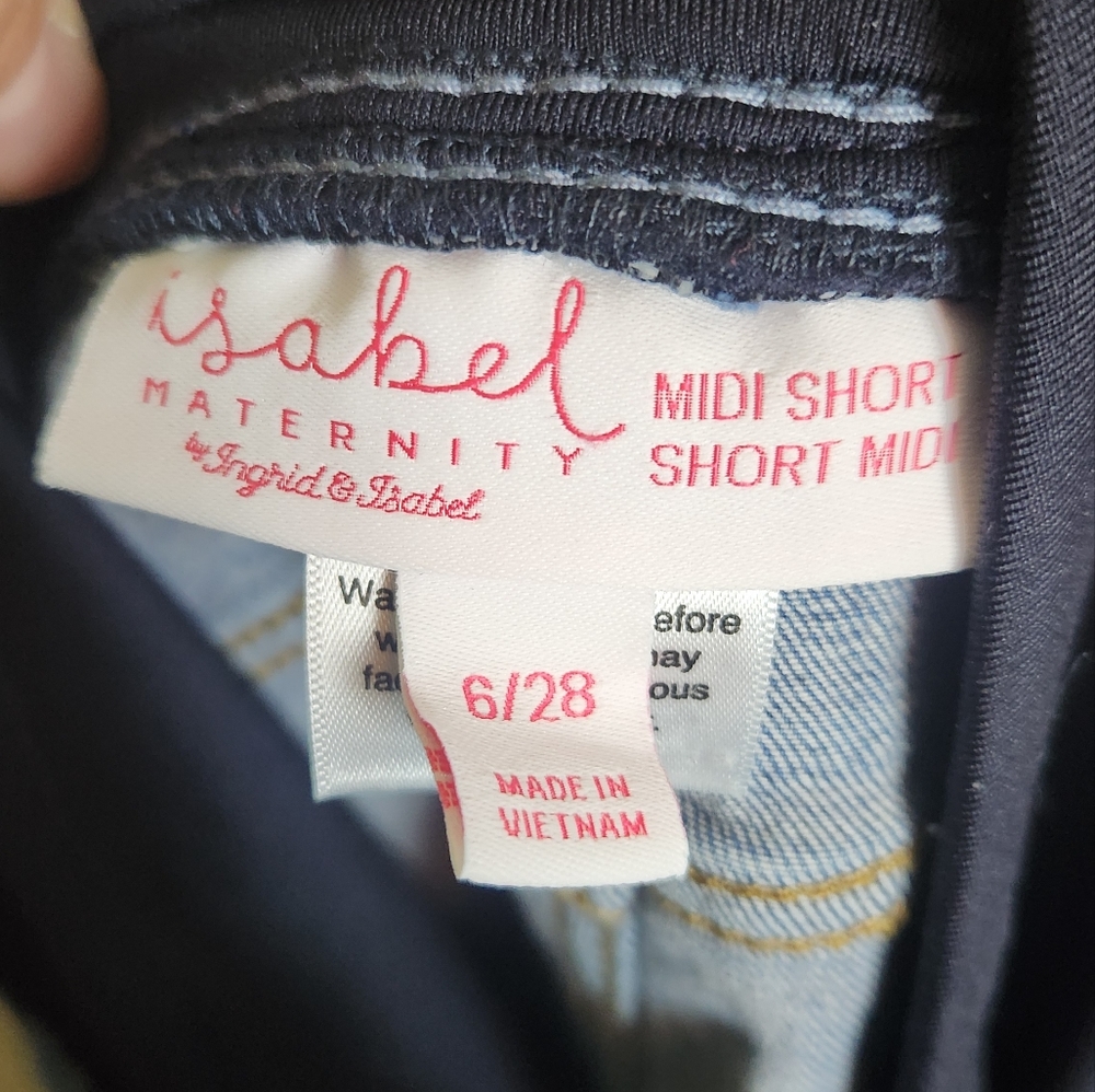 Isabel Maternity Midi Denim Shorts Size 6/28 - Picture 3 of 5